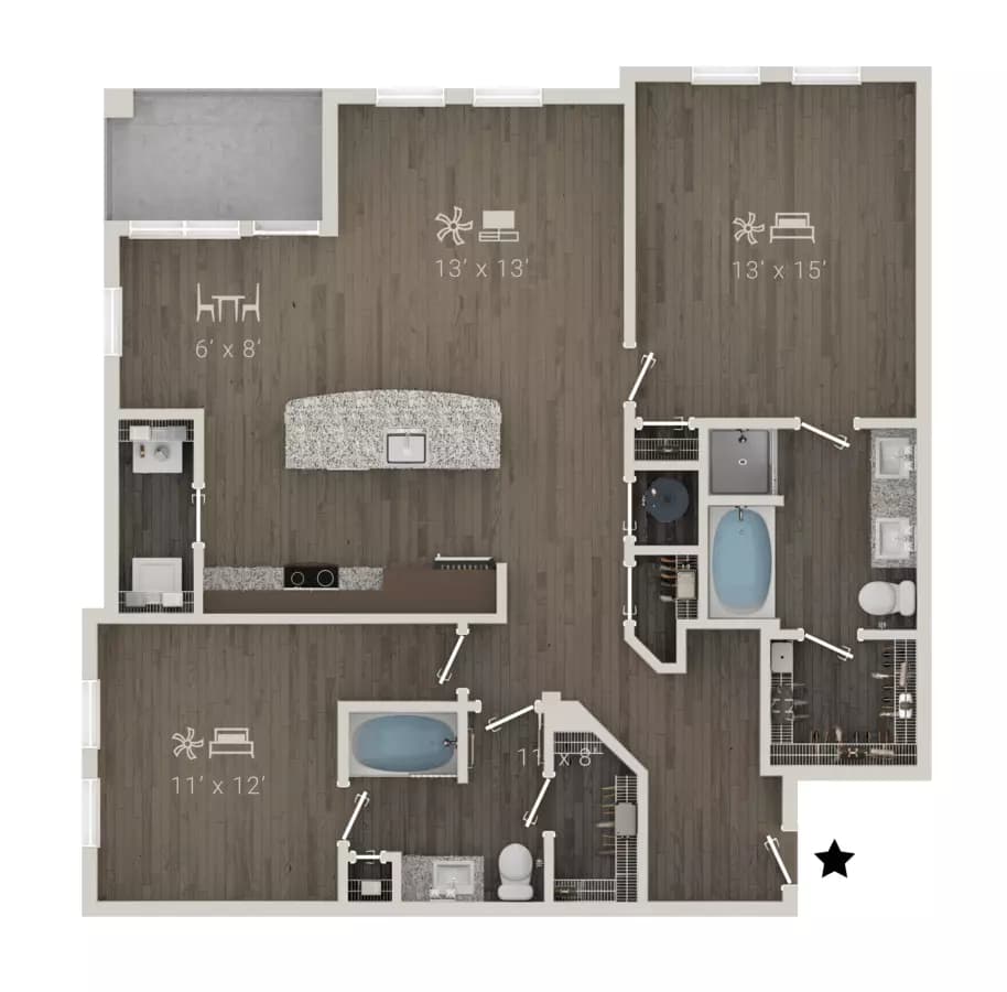 B1 411 floor plan