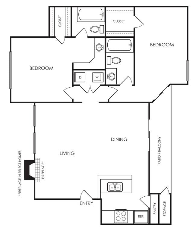 2 Bd 2 Bth 237-215 floor plan