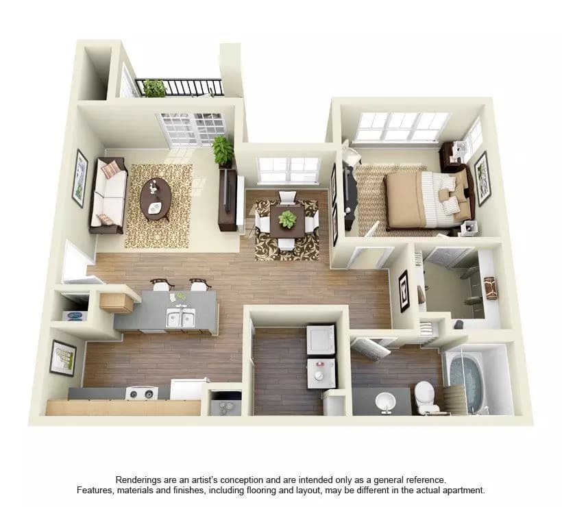 1 Bed • 1 Bath 0636 floor plan