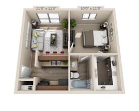 One Bedroom A1ARW RW - 207 floor plan