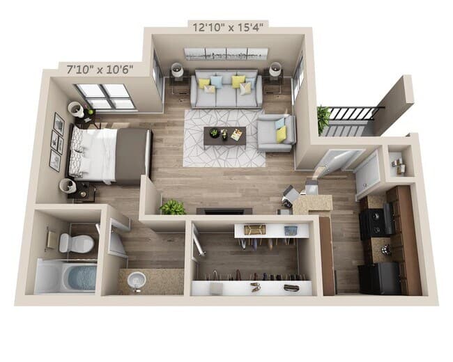 Studio E1CW CW - 612 floor plan