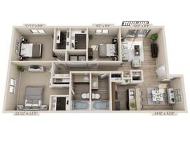 Three Bedroom C2OW OW - 256 floor plan