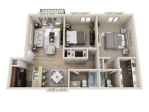 Two Bedroom B2OW OW - 145 floor plan