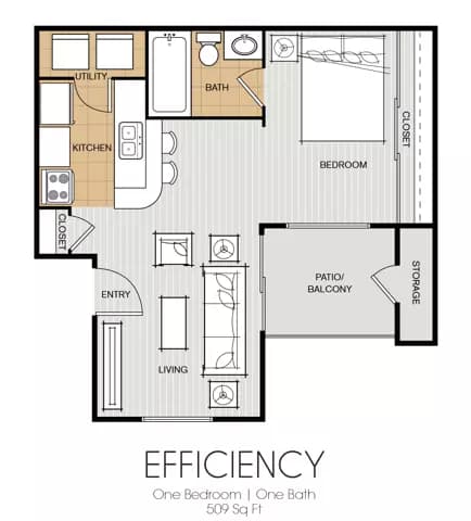 Studio • 1 Bath 1H-133 floor plan