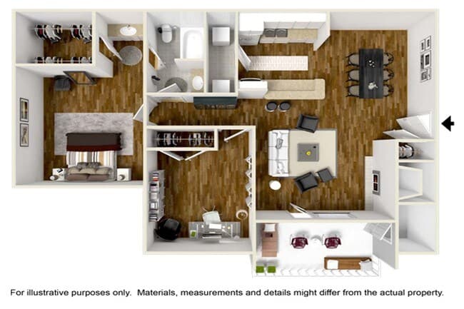 2 Beds • 1 Bath 1533 floor plan