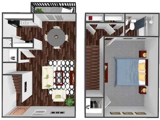 1 Bedroom, 1 Bathroom, 648 SQFT 1345-B floor plan