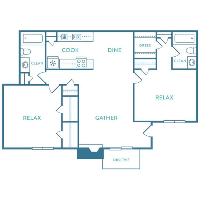 2 Beds • 2 Bath 021 floor plan