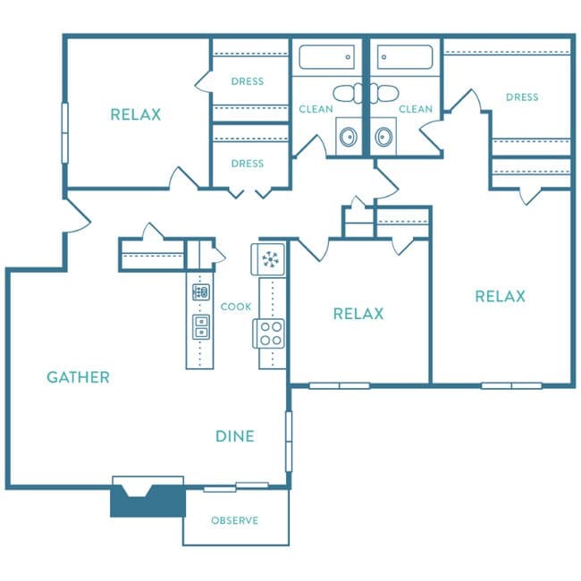3 Beds • 2 Bath 128 floor plan