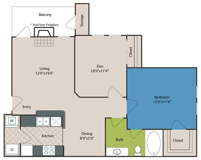 2 bedroom 1 bathroom 812 sq ft 1424 floor plan