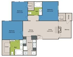 3 bedroom 2 bathroom 1181 sq ft 1522 floor plan