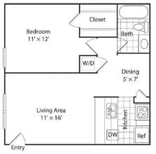 A1 1x1 348 floor plan