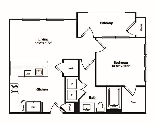 1 Bed • 1 Bath 04201 floor plan