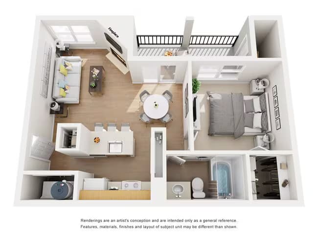 1 Bed • 1 Bath 0114 floor plan
