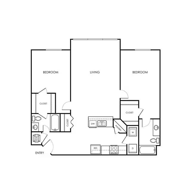 2 Beds • 2 Bath 827 floor plan