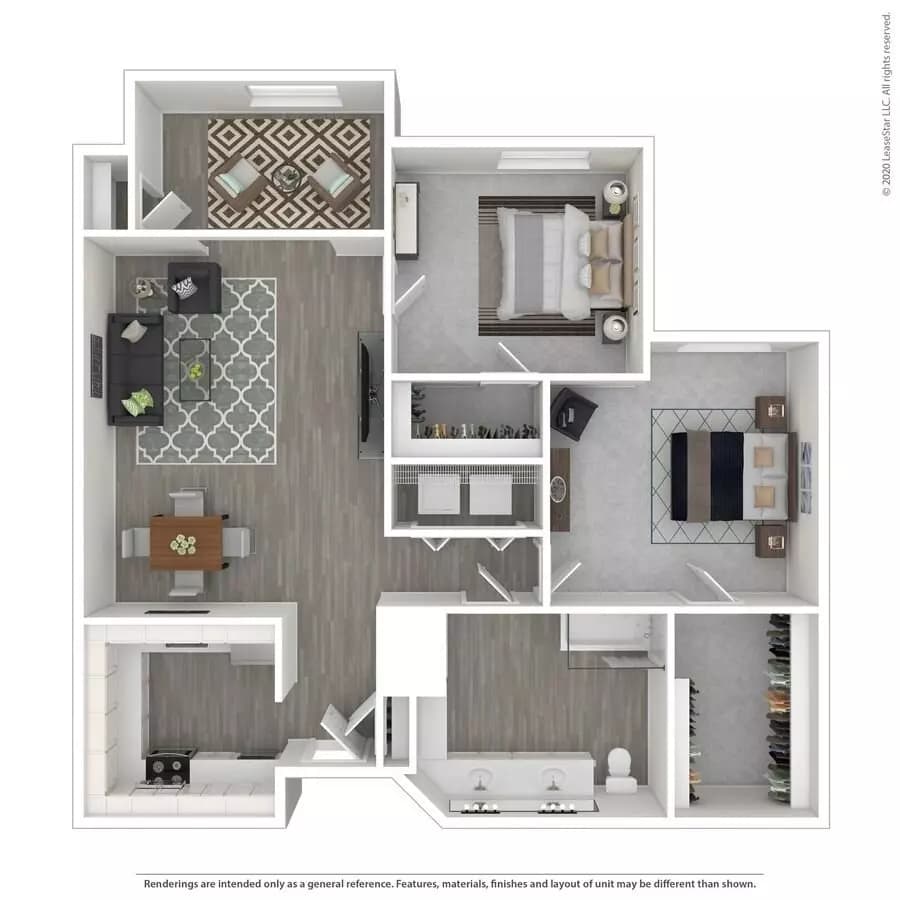 2 Beds • 1 Bath A202 floor plan
