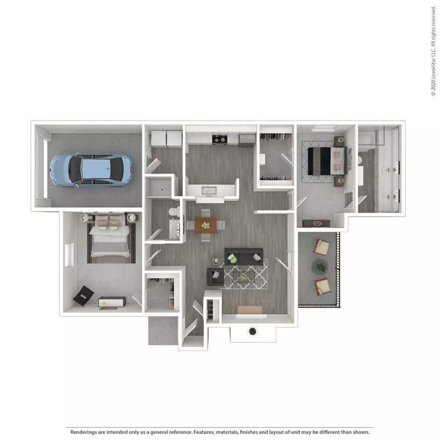 2 Beds • 2 Bath 1411 floor plan