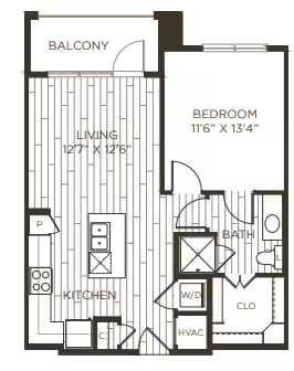 1 Bed • 1 Bath 411 floor plan