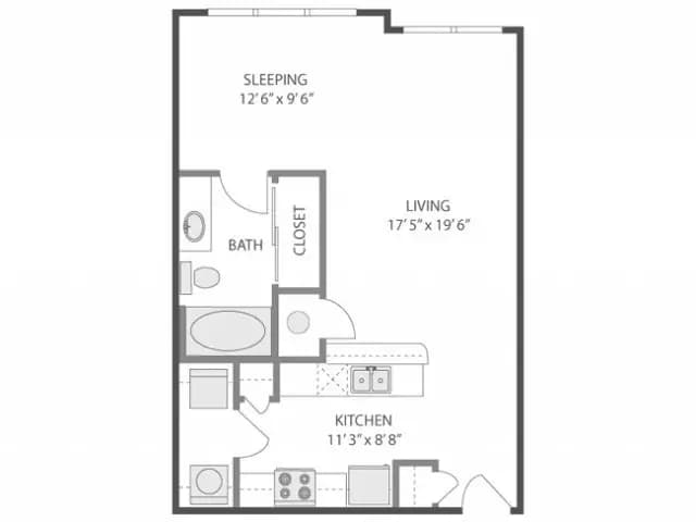 1 Bed • 1 Bath 3403 floor plan