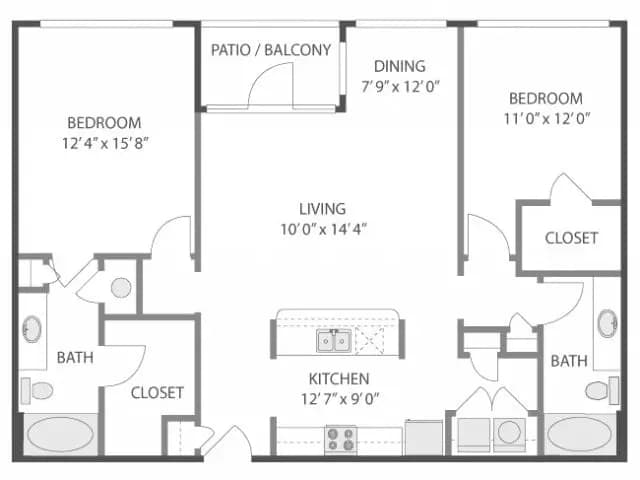 2 Beds • 2 Bath 3405 floor plan