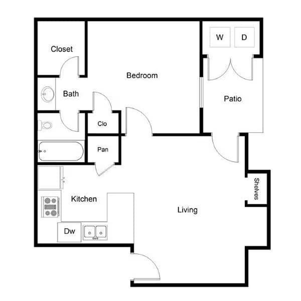 1 Bed • 1 Bath 0801 floor plan
