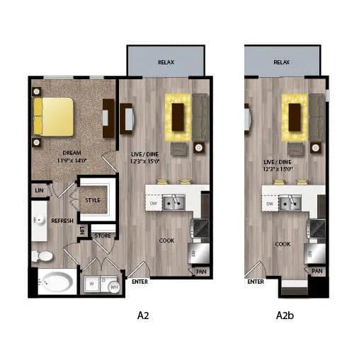 1 Bed • 1 Bath 1434 floor plan