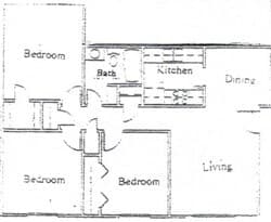 3 bed 1 Bath 224 floor plan