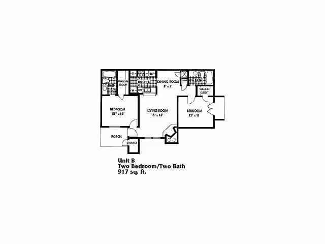 2 Bedroom 2 Bath Flat 1412 floor plan