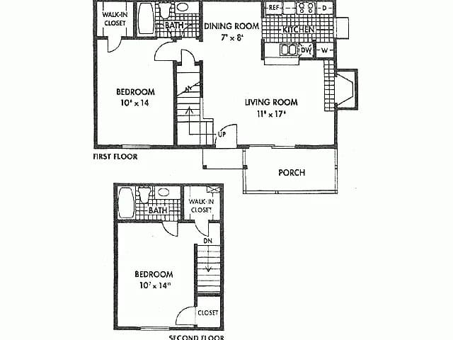 2 Bedroom 2 Bath Townhome 2403 floor plan
