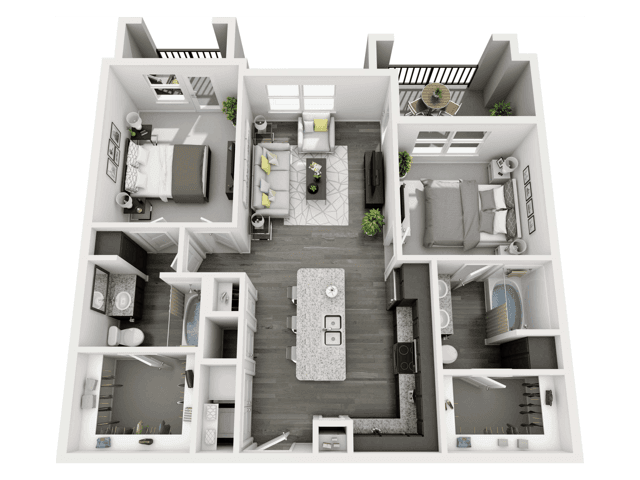 2 Bed, 2 Bath A 3-3214 floor plan