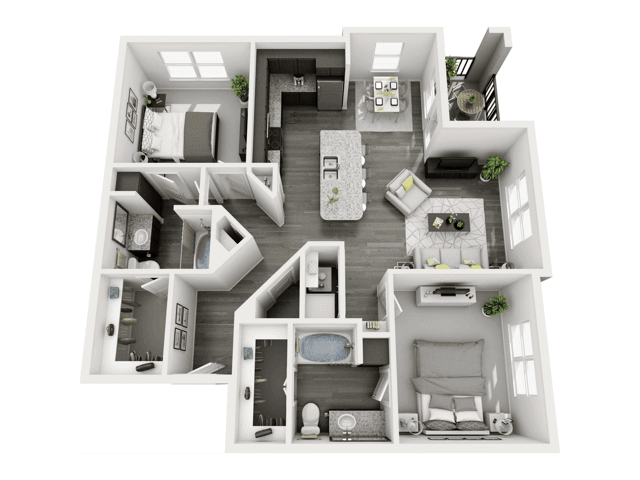 2 Bed, 2 Bath 4-4203 floor plan