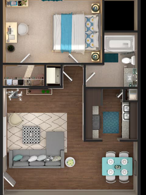 1x1L Private floor plan