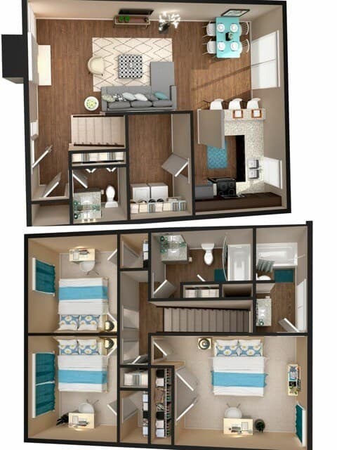 3x2.5 Full Apartment floor plan