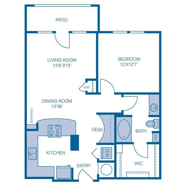 Flat 1 Bed 1 Bath 01-110 floor plan