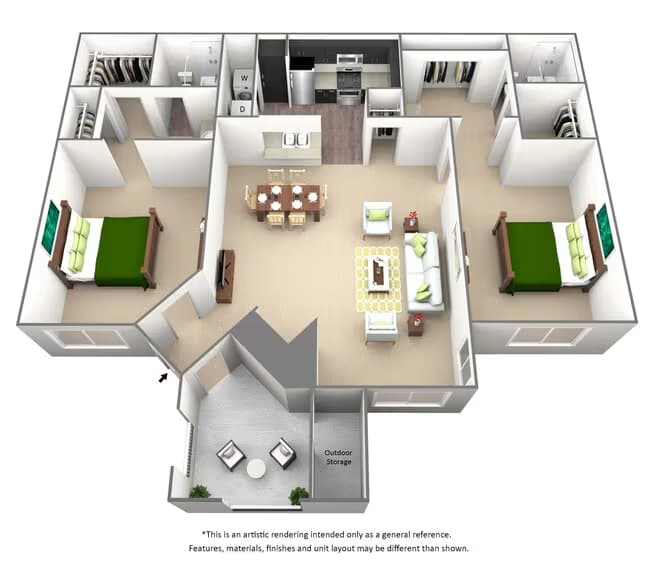 2 Beds • 2 Bath 1526 floor plan