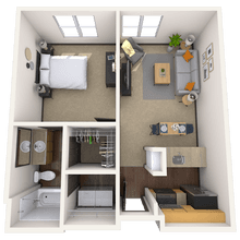 Traditional 1x1 530-761 SF 4014 floor plan