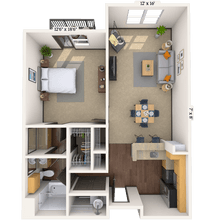 Traditional 1x1 548-932 SF 5310 floor plan