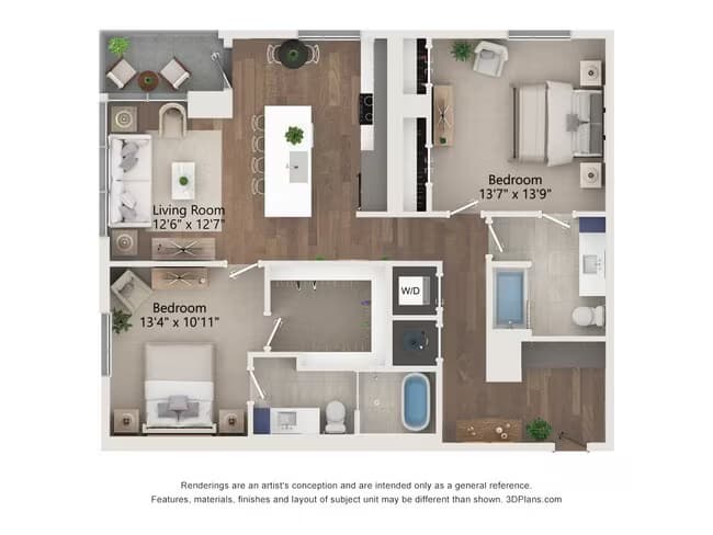 2 Beds • 2 Bath 914 floor plan