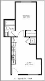 1 Bedroom 1 Bathroom 111 floor plan