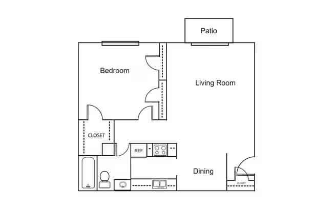 1 Bedroom / 1 Bath 149 floor plan
