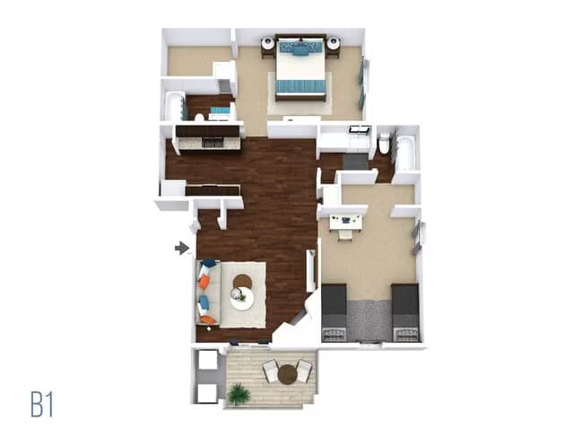 2 Beds • 2 Bath 0221 floor plan