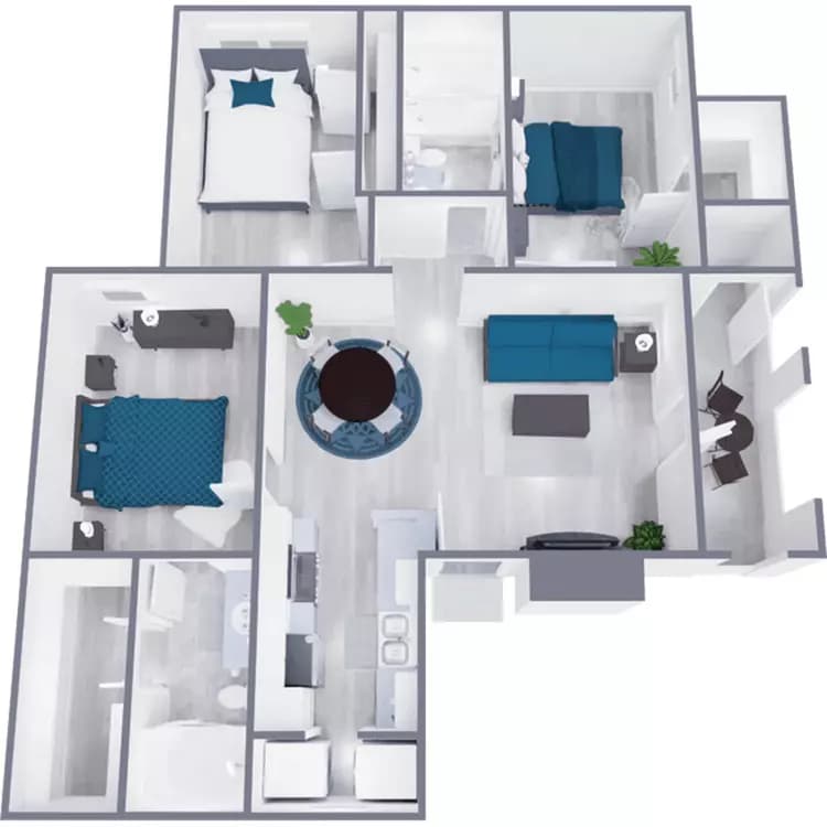 3 Beds • 2 Bath 517 floor plan