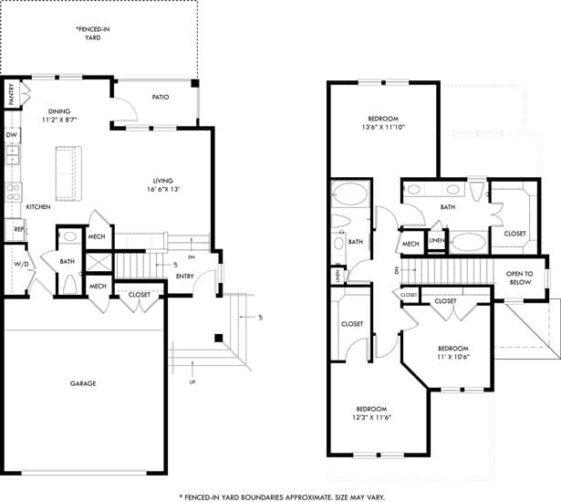 Wings with Garage and Fenced-In Yard 12101 floor plan