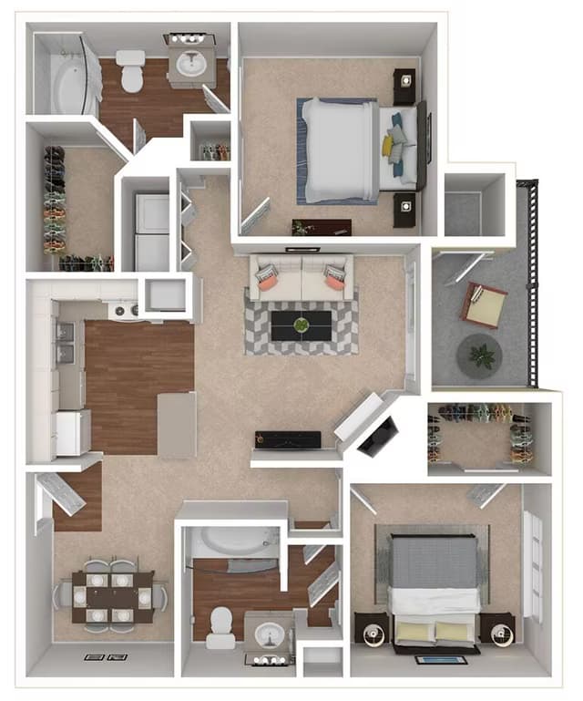 2 Beds • 2 Bath 833 floor plan
