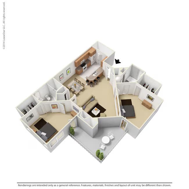 2 Bedroom - B1 111 floor plan