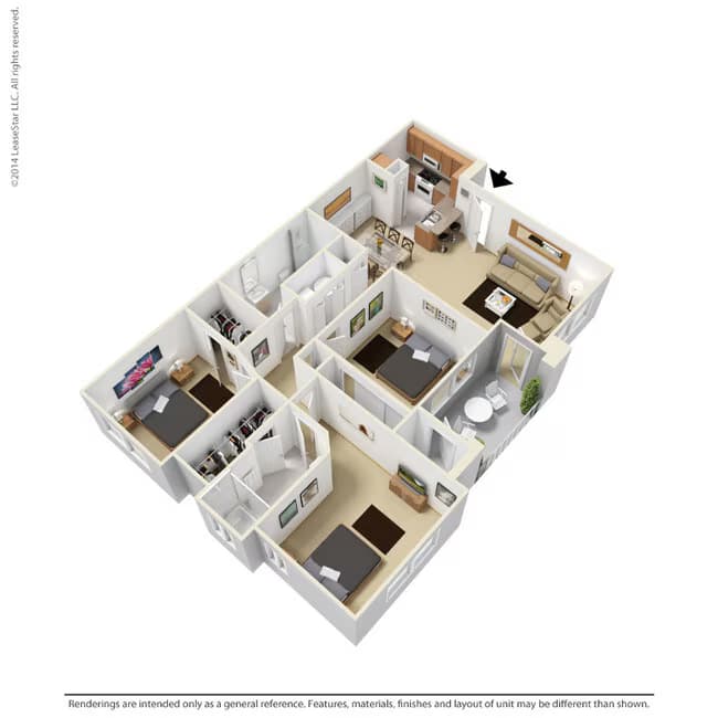 C1-3 Bedroom 329 floor plan
