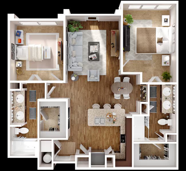 2 Bed, 2 Bath 1477 floor plan