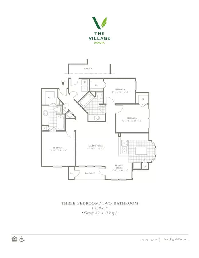 3 Beds • 2 Bath 01526 floor plan