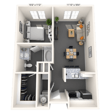 Traditional 1x1 660-880 SF 3262 floor plan