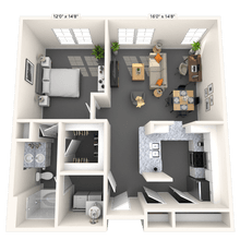 Traditional 1x1 754-920 SF 1346 floor plan