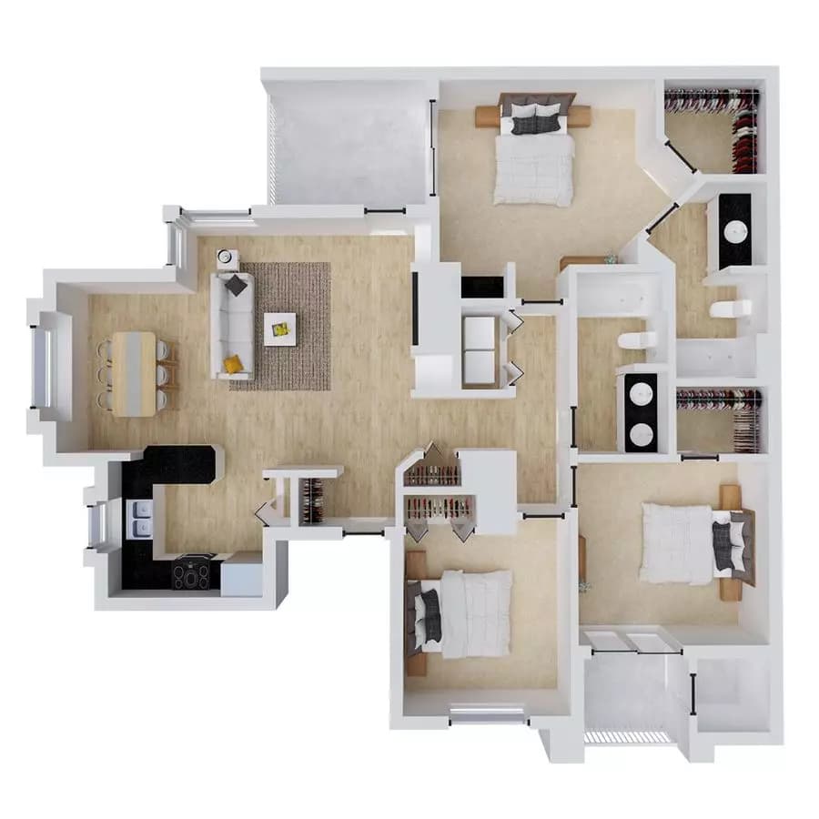 Chaucer's Mansion 3-212 floor plan